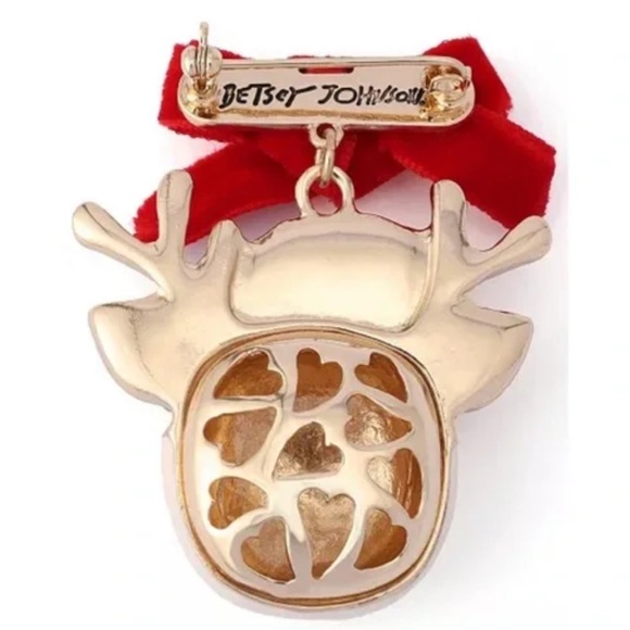 Betsey Johnson Santa Baby Christmas Reindeer Brooch New - Picture 3 of 5